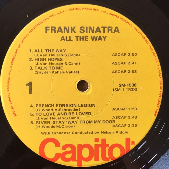 Frank Sinatra - “All The Way” Vinyl LP - Picture 4 of 5